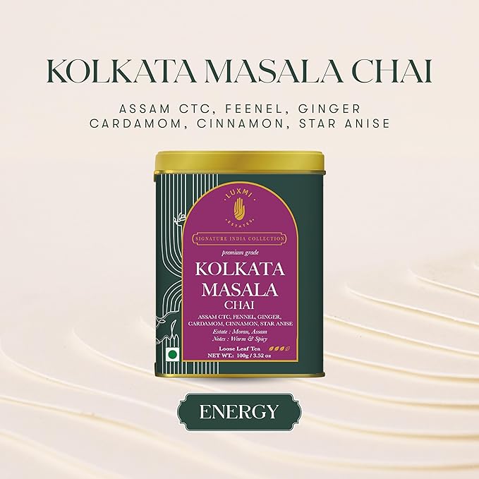 Luxmi Estates Kolkata Masala Chai | 100 gm | Signature India Collection | Assam CTC Tea | Black tea