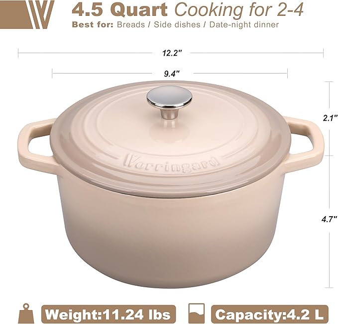 Enameled Cast Iron Dutch Oven Pot with Lid, for Bread Baking, Round Bread Oven- include Sourdough