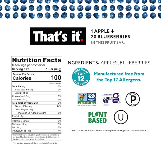 That's it. Fruit Bars 12 Variety Pack 100% Natural Real Fruit Bar, High Fiber Vegan, Gluten Free