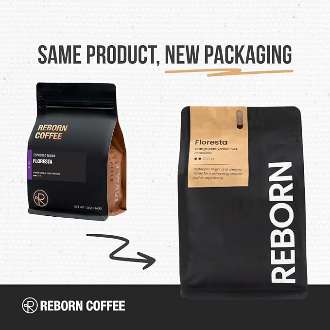 Reborn Coffee Specialty Whole Bean Coffee, Medium Roast, 12 Ounce, Reborn Signature Floresta