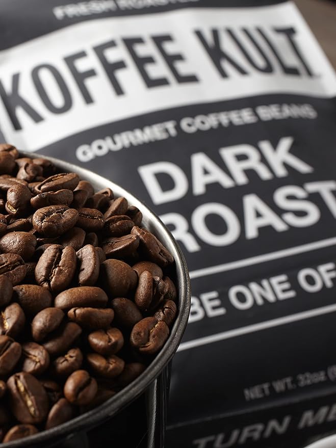 Koffee Kult Dark Roast Whole Bean Coffee - Small Batch 100% Arabica Gourmet Blend, Smooth and Well