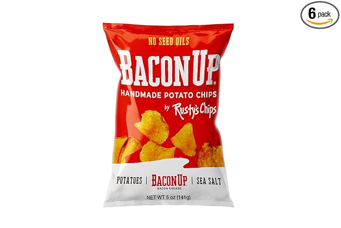 Bacon Up By Rusty's Chips, Handmade Healthy Chips, Sea Salt Potato Chips, No Seed Oils, Dairy Free