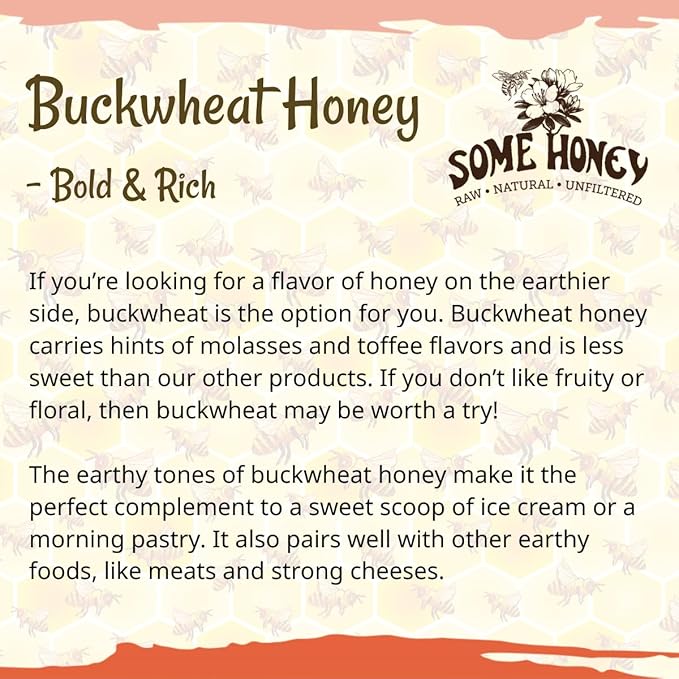 Some Honey Raw & Unfiltered Buckwheat Honey – 100% Pure U.S. Honey – USDA Grade A – All-Natural