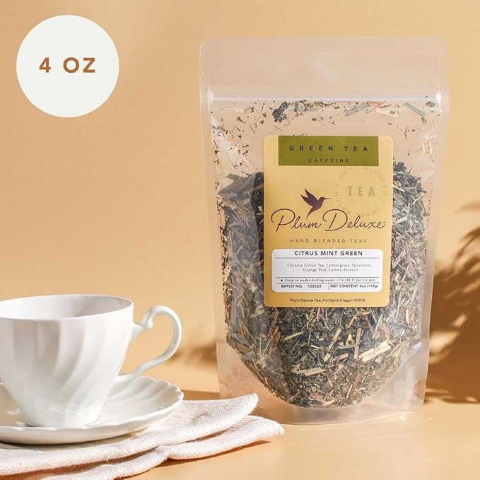 Citrus Mint Green Tea – Refreshing Loose Leaf Blend with Green Tea, Orange, Lemon, Lemongrass and