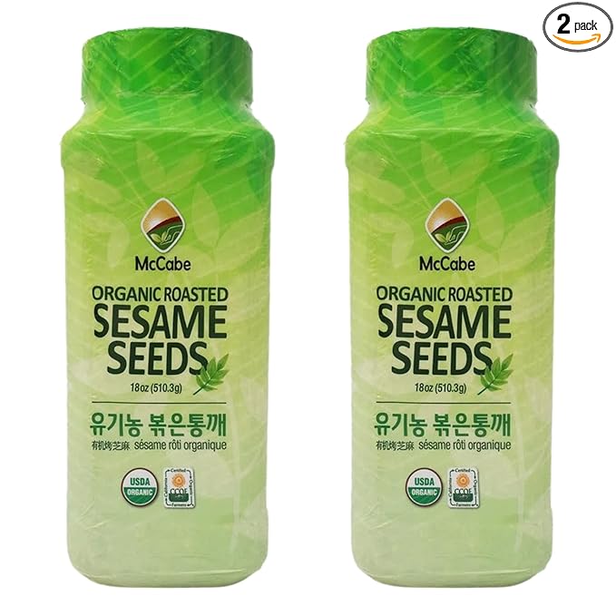 McCabe Organic Roasted Sesame, 18 oz (2 Packs), USDA Organic Certified, CCOF Certified Organic