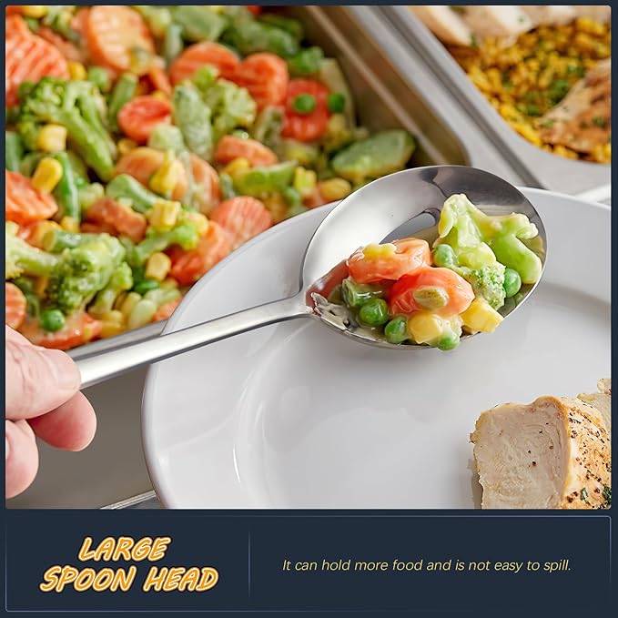 Serving Spoons 4 Pieces, Slotted Serving Spoon Large Cutlery for Catering Buffet, Mirror Polished