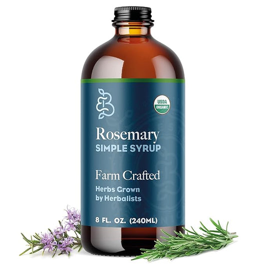 Bluestem Botanicals Organic Rosemary Simple Syrup, 8 oz, Cocktail and Mocktail Mixer for Drinks
