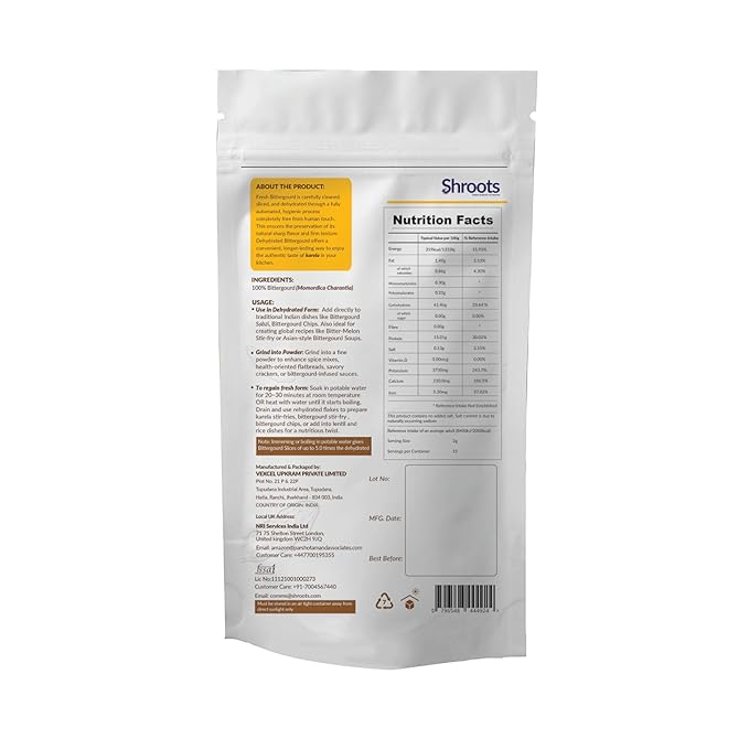 SHROOTS Dehydrated Bittergourd Flakes Pure Vegetarian Gluten-Free No Added Salt Easy Cooking