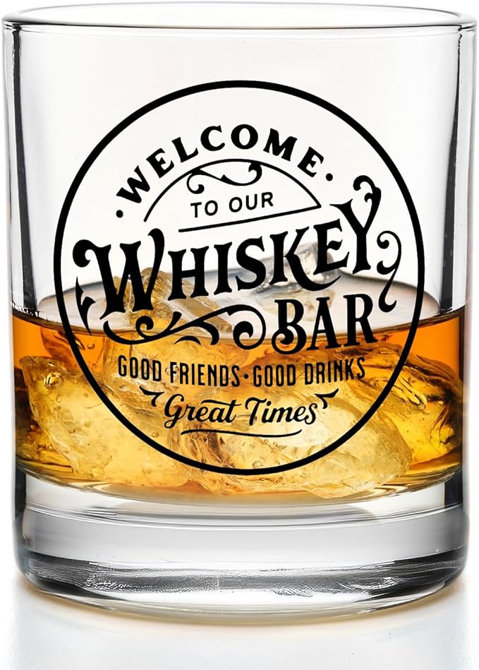 Whiskey Bar Glasses 10 oz, Whiskey Lovers Gifts, Whisky Gifts Old Fashioned Rocks Glasses for Women