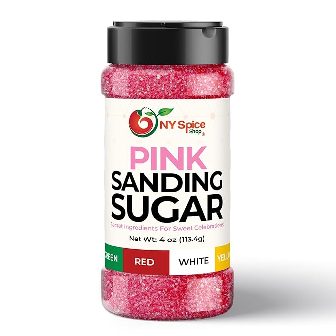 NY Spice Shop Pink Sanding Sugar - 4 Ounce Sweet Colorful Edible Sprinkles For Candy Dish - Sugar