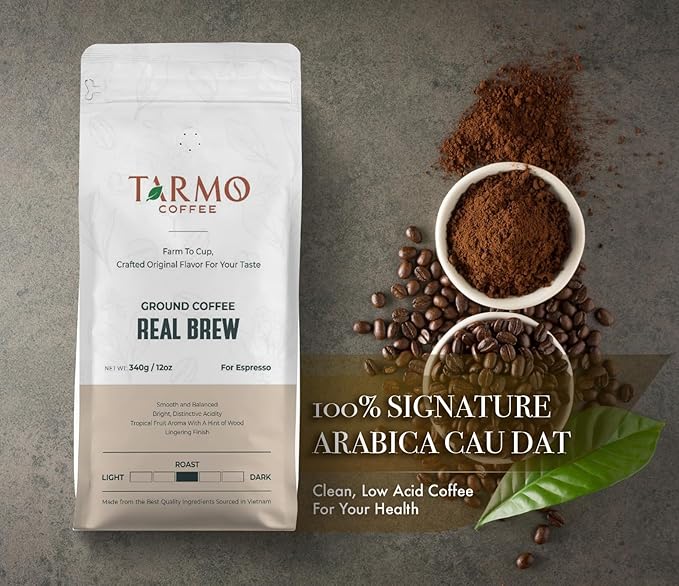 TARMO - REAL BREW | Low Acid 100% ARABICA Ground Coffee | Specialty Vietnamese Coffee | Single