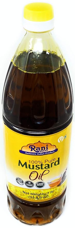 Rani Mustard Oil (Kachi Ghani) 33.8 Ounce (1 Liter) NON-GMO | Gluten Free | Vegan | 100% Natural |