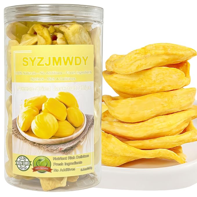 Premium Freeze-Dried Jackfruit Chips 8.8oz (250g) - Crunchy Tropical Snack, No Sugar Added | Rich