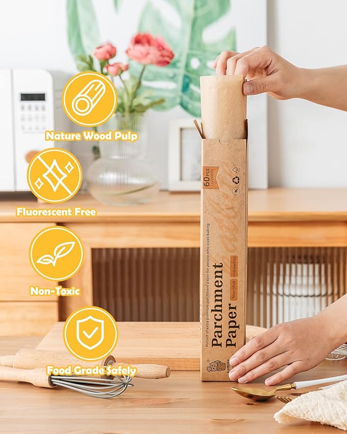 Katbite 12x16 Inch Parchment Paper Sheets, Pre cut Unbleached Baking Paper, Heavy Duty & Non-stick