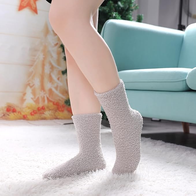 LINEMIN Womens Fuzzy Socks Cozy Fluffy Winter Warm Slipper Socks Microfiber Soft Home Sleeping Socks