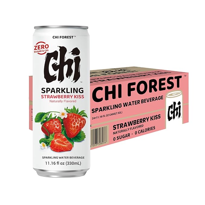 CHI FOREST Strawberry Sparkling Water Beverage, Zero Sugar Drinks, Zero Artificial Flavor, 11.16 fl