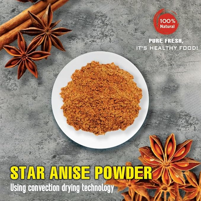 STAR ANISE POWDER 5.29 Oz (150g) VIETFARMFOOD: Natural pure, convection dried seasoning made from