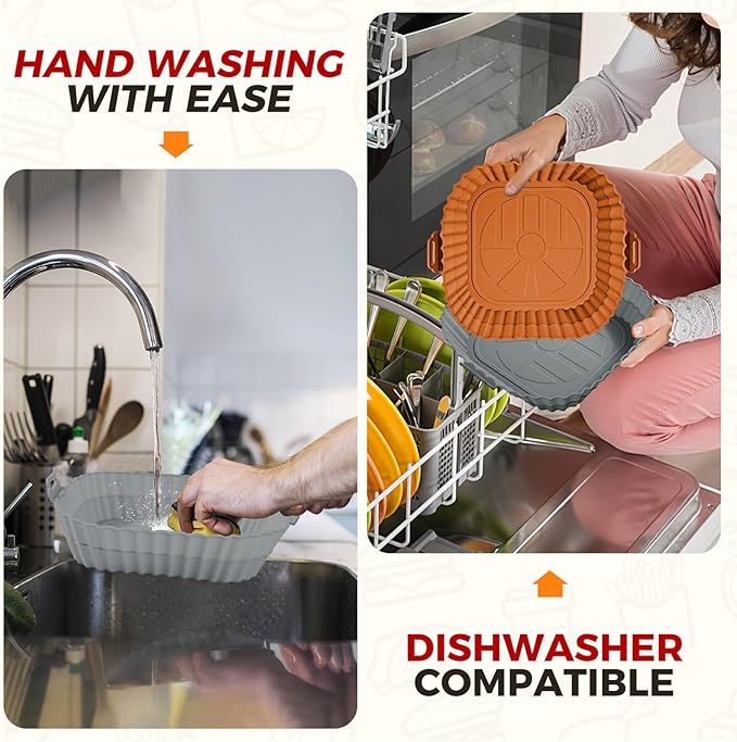 Buauty 3 Pack Air Fryer Silicone Liners 8inch Air Fryer Silicone Pot Reusable Food Grade Silicone