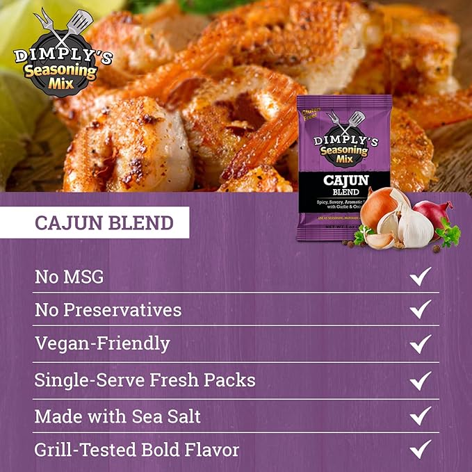 Dimply's Cajun Seasoning Mix, Marinade and Dry Rub Perfect for Chicken, Meat, Vegetables, Tofu