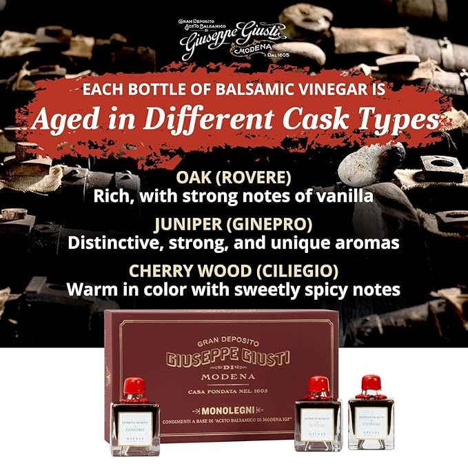 Giusti Italian Balsamic Vinegar Gift Set ??Gourmet Collection of 3 Aceto Balsamico di Modena-Based