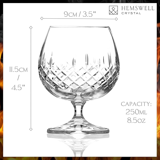 Single Brandy Snifter Cognac Glass - Small Snifter Glasses for Scotch, Brandy or Whisky - Elegant
