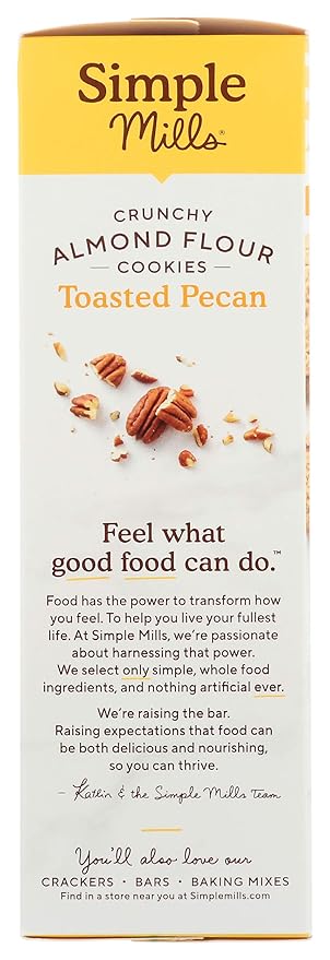 Simple Mills Almond Flour Crunchy Cookies, Toasted Pecan - Gluten Free, Vegan, Healthy Snacks, Made