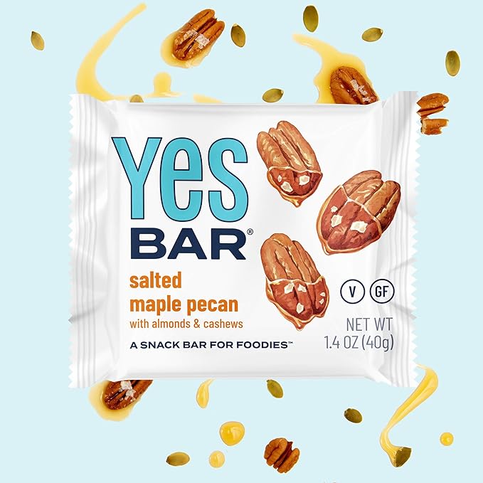 The YES Bar ??Salted Maple Pecan ??Plant Based Protein, Decadent Snack Bar ??Vegan, Paleo, Gluten