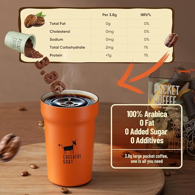 CheerfulGoat Instant Cold Brew Coffee – Speciality Javy Coffee Extract 100% Arabica, Freeze-Dried