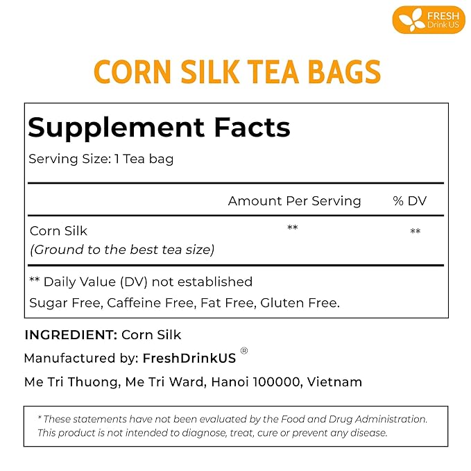 FreshDrinkUS, Premium 135 Tea Bags Corn Silk Tea, 100% Natural & Pure from Corn Silk. Corn Silk