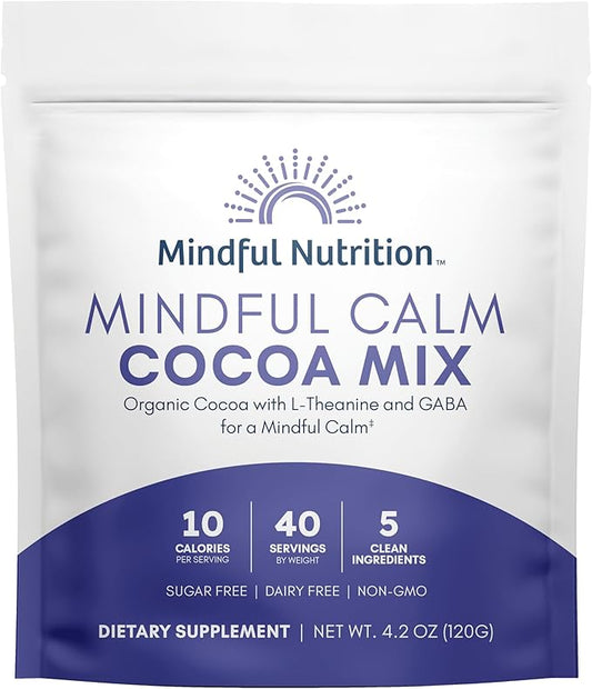 Mindful Calm Sugar Free Hot Chocolate Mix - 40 Servings - Anti-Stress Drink Mix Powder Sleepy Cocoa