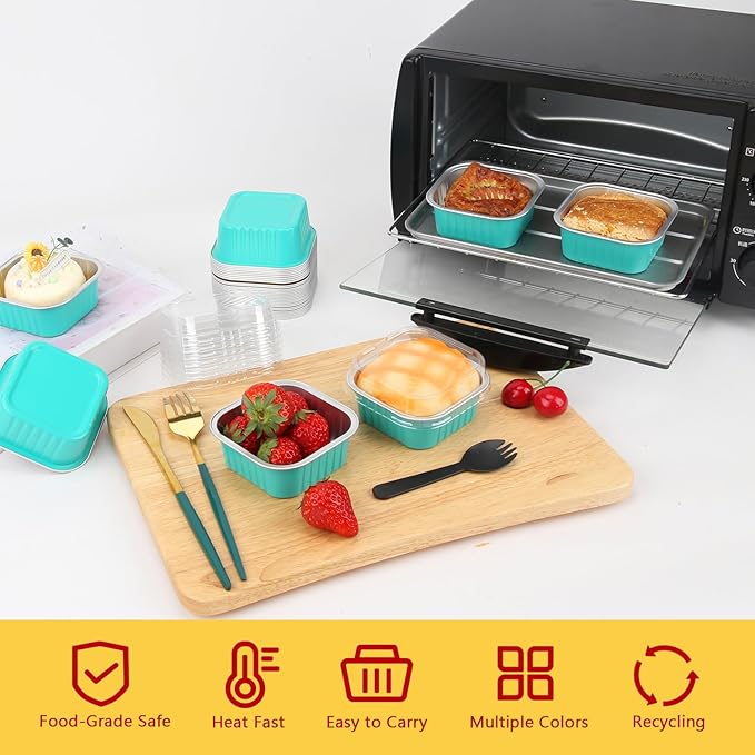 5oz/80pack Mini Cake Pans with Lids,LNYZQUS Aluminum Foil Cupcake Baking Cups Muffin Tin,Disposable