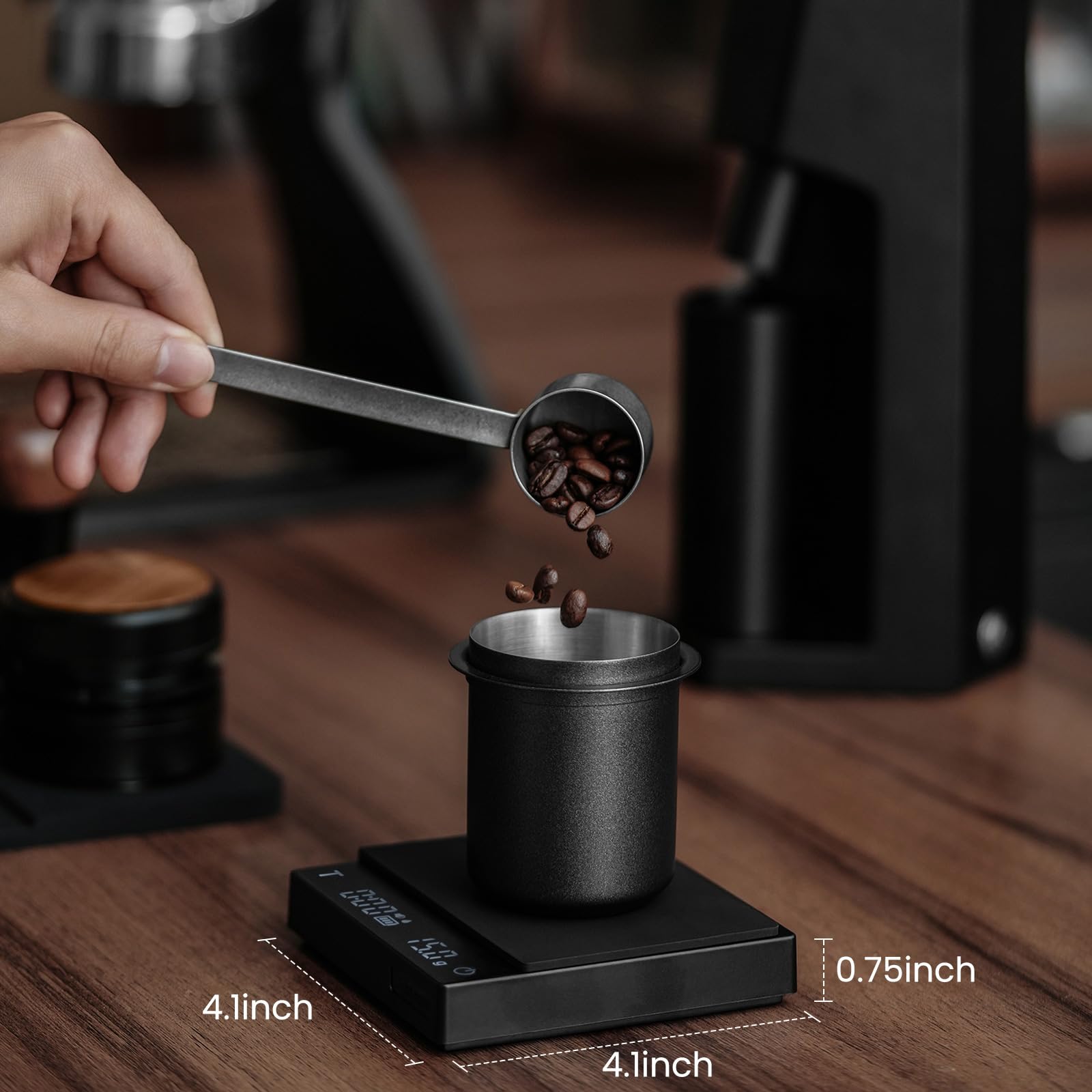 MHW-3BOMBER Mini Coffee Scale with Timer,Rechargeable Espresso Scale with Gravity Sensing,2kg/0.1g