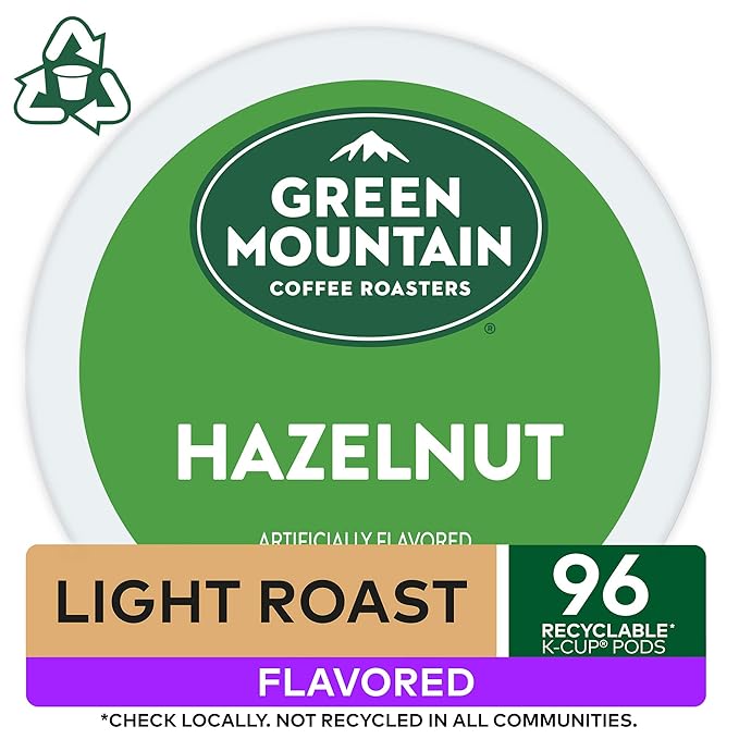 Green Mountain Coffee Roasters Hazelnut Coffee, Keurig Single-Serve K-Cup pods, Light Roast, 96