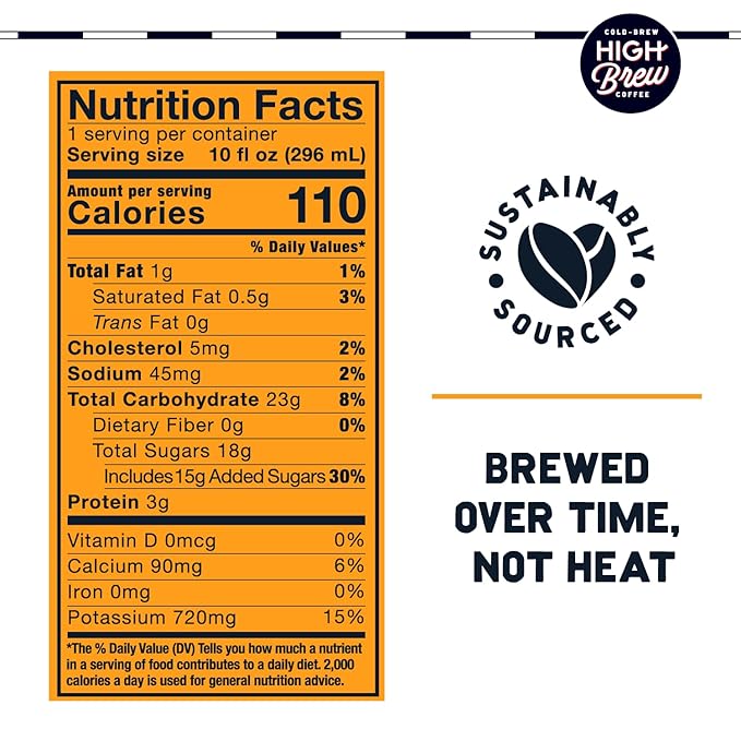 High Brew Coffee | Nitro Cold Brew | Sugar-Free and Dairy-Free, 200mg Natural Caffeine, Smooth