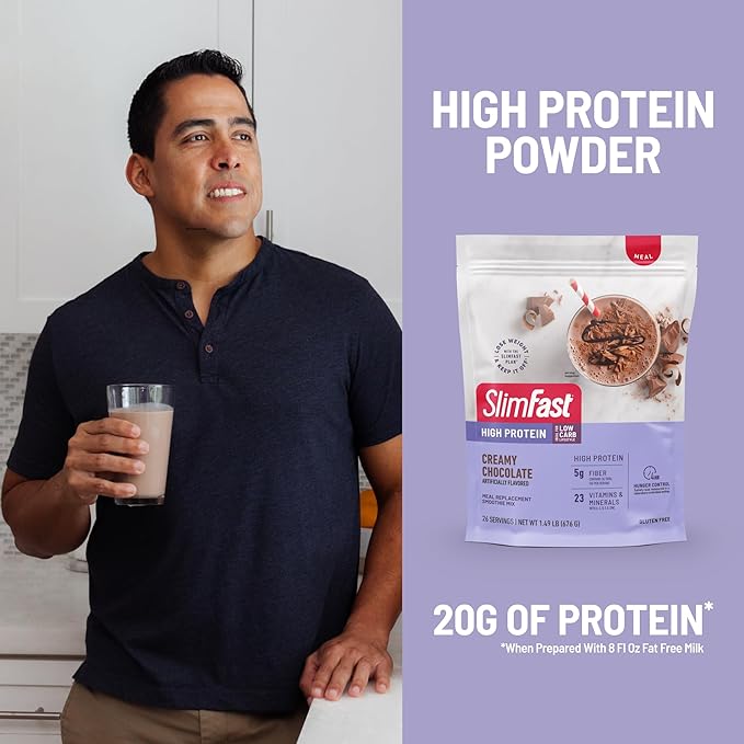 SlimFast High Protein Meal Replacement Powder, Advanced Nutrition Smoothie Mix with Vitamin and