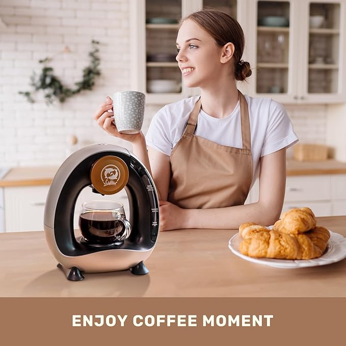 Single Serve Coffee Maker,Fast Brew in 2 minutes,Stylish＆Compact Design,MINI Q 2 IN 1 Coffee