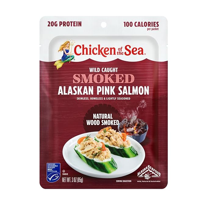 Chicken of the Sea Alaskan Smoked Salmon, 3 Ounce Pouch (Pack of 1), Wild Caught Salmon, Skinless &