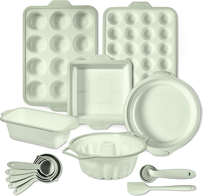 COOK WITH COLOR 17 Pc. Silicone Baking Pan Set - Non-Stick & Easy Clean Silicone Muffin Pans for