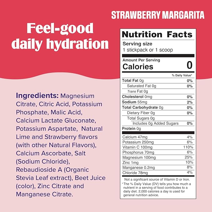 Ultima Replenisher Daily Electrolyte Powder Drink Mix - Sugar Free - Strawberry Margarita, 16