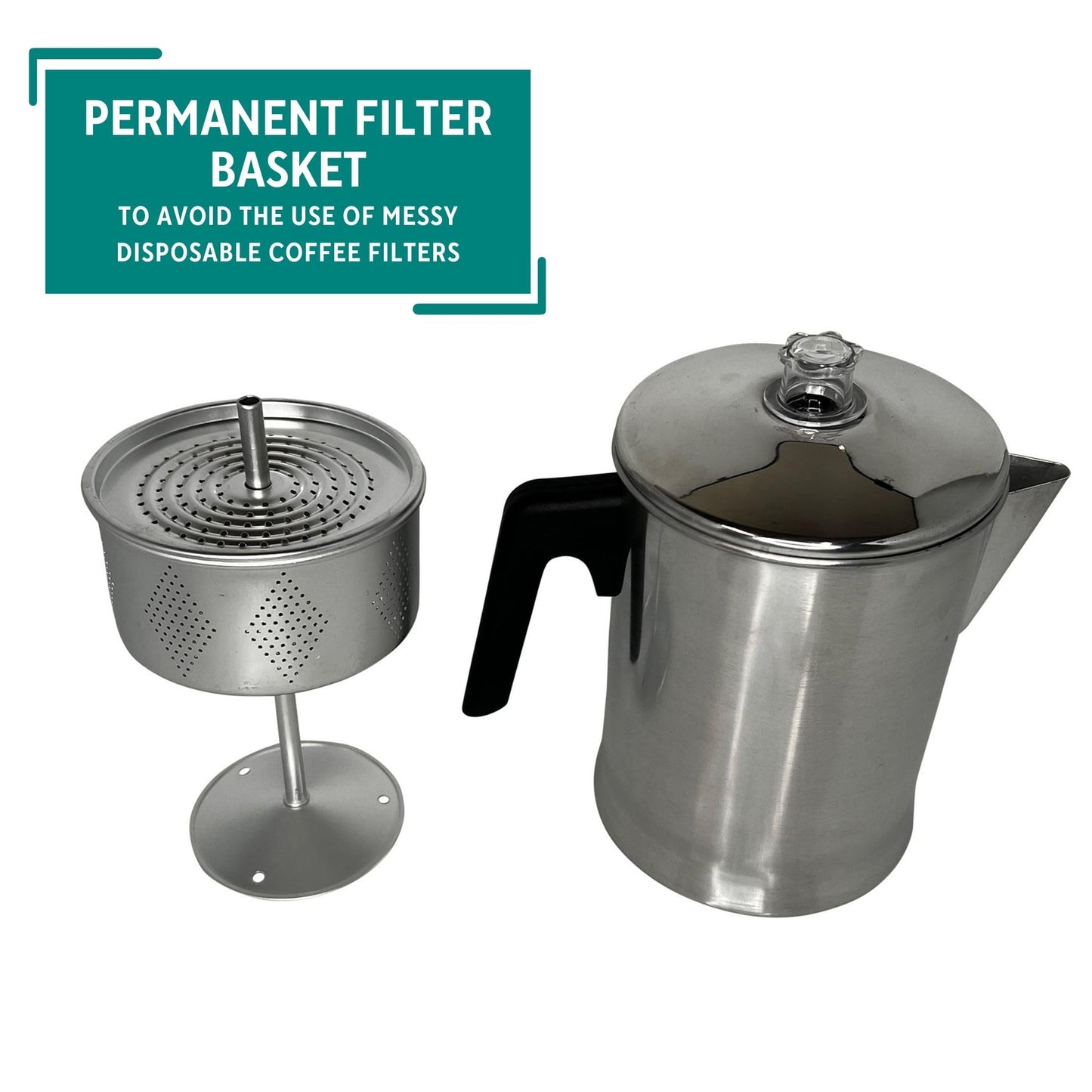 MIRRO 9 Cup Aluminum Coffee Percolator with Cool-touch Handle