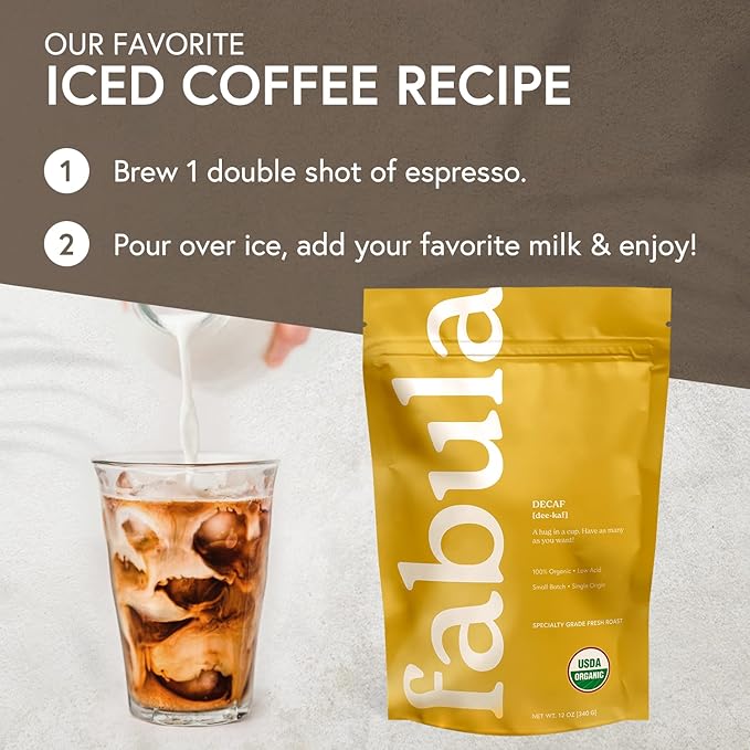 Fabula Low Acid Decaf Coffee Ground, USDA Organic Coffee Medium Roast - Single Origin - Non-GMO