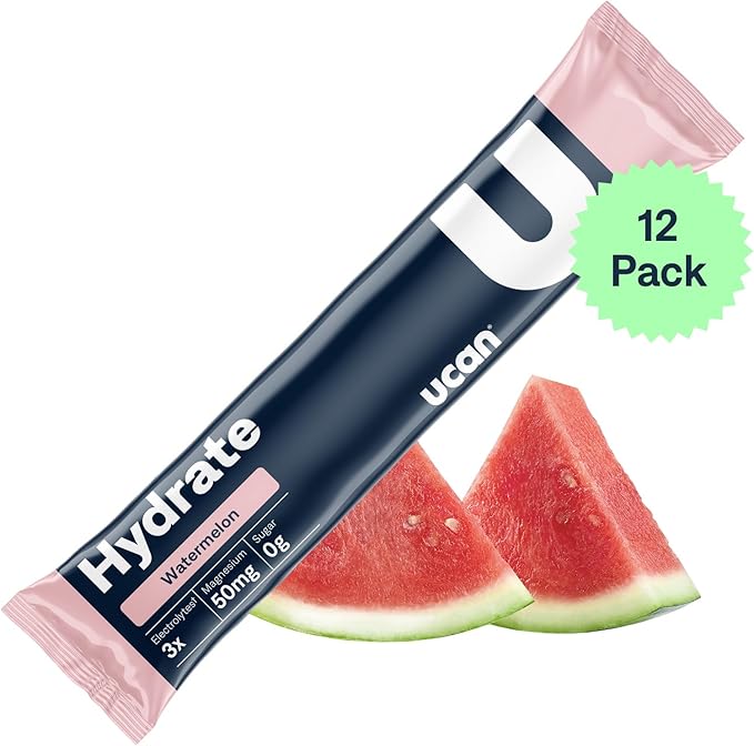 UCAN Hydrate Electrolyte Drink Mix (Watermelon, 12 Stickpacks) Sugar-Free, Keto-Friendly, Vegan