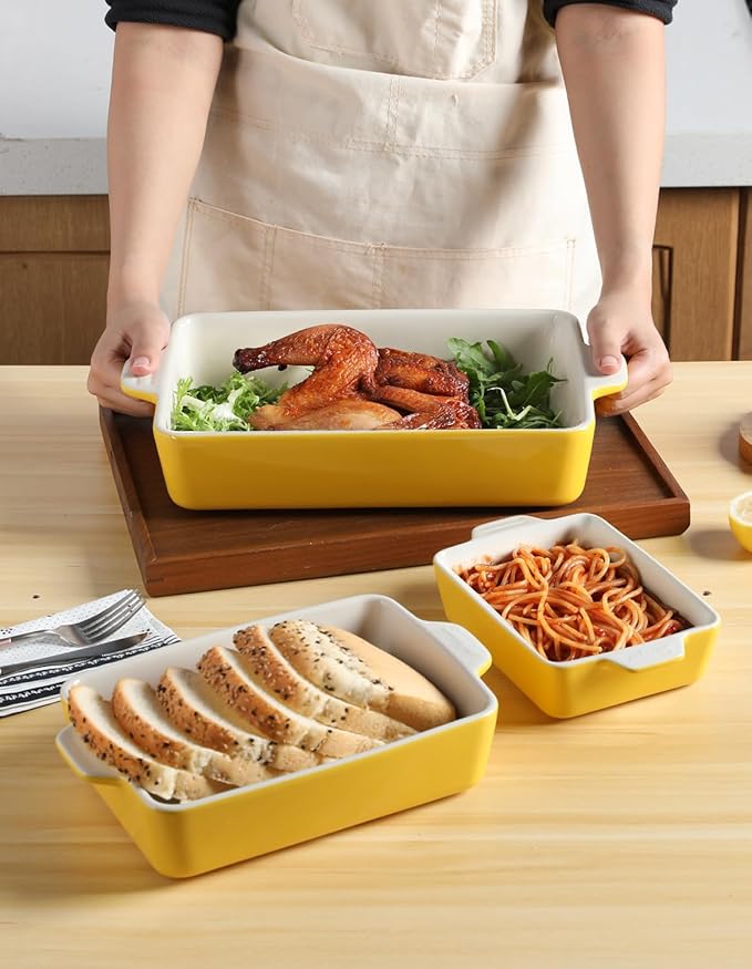 Sweejar Ceramic Bakeware Set, Rectangular Baking Dish for Oven Lasagna Pans for Cooking, Kitchen