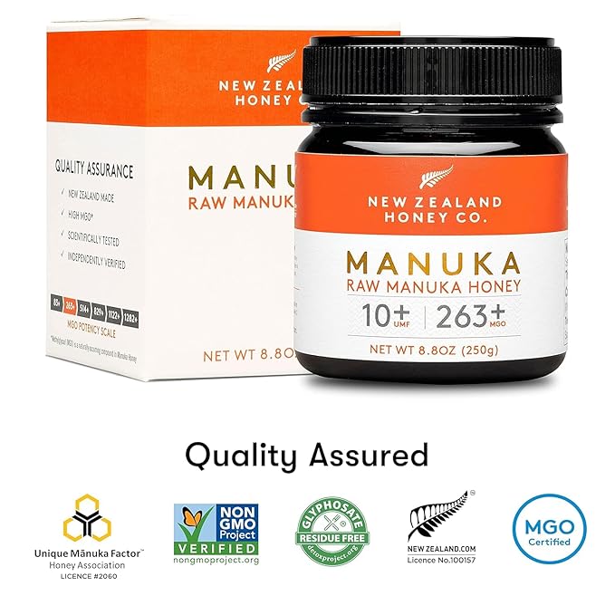New Zealand Honey Co. Raw Manuka Honey UMF 10+ | MGO 263+, 8.8oz / 250g | Organic Medical Grade
