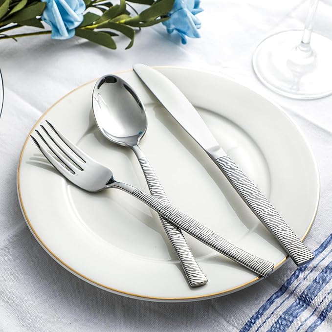 40-Piece Silverware Set Stainless Steel Flatware Set for 8,Dinner Knives Forks and Spoons