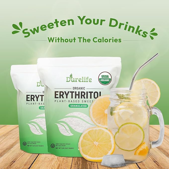 Durelife USDA organic erythritol sweetener, non gmo verified, Keto certified, No After Taste