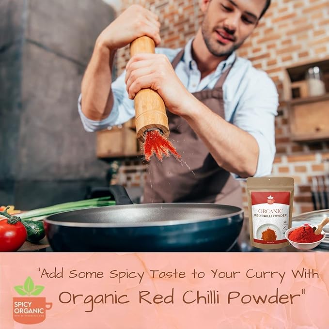 SPICY ORGANIC Red Chili Powder - USDA Certified Organic, Non-GMO - Perfect for adding a smoky