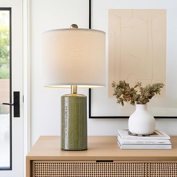 20.25" Small Table Lamps Set of 2 Modern Ceramic Lamps for Living Room Farmhouse Bedside Lamps Boho