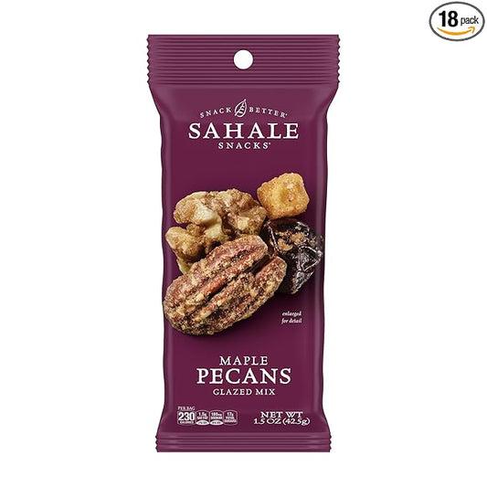 Sahale Snacks Maple Pecans Glazed Mix, 1.5 Oz Grab & Go Bags (18 Packs) Dry-Roasted, Deluxe Mixed