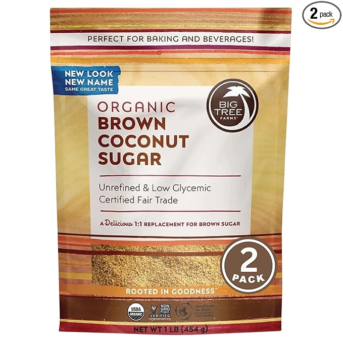 Big Tree Farms Organic Brown Coconut Sugar - Coconut Palm Sugar, Unrefined, Fine Crystals, Cane